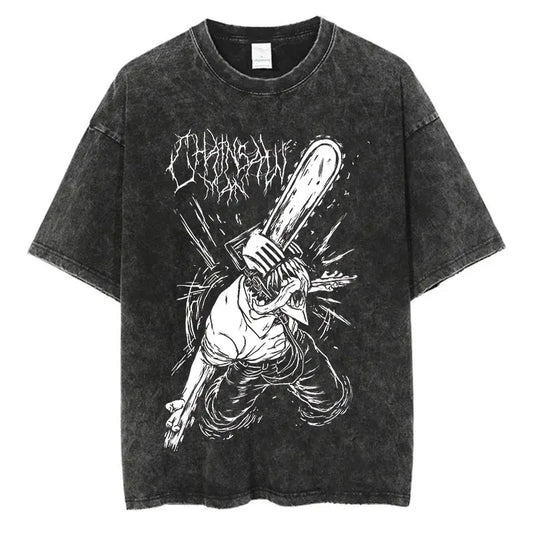 Grunge Anime Chainsaw Man T-Shirts