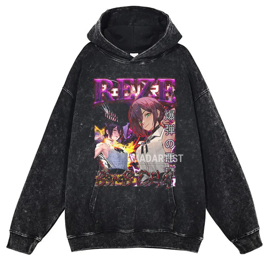 Grunge Anime Chainsaw Man Hoodies