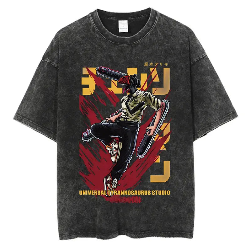 Grunge Anime Chainsaw Man T-Shirts