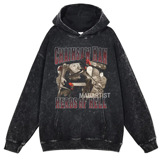 Grunge Anime Chainsaw Man Hoodies