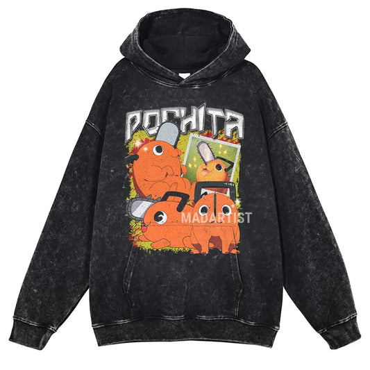 Grunge Anime Chainsaw Man Hoodies