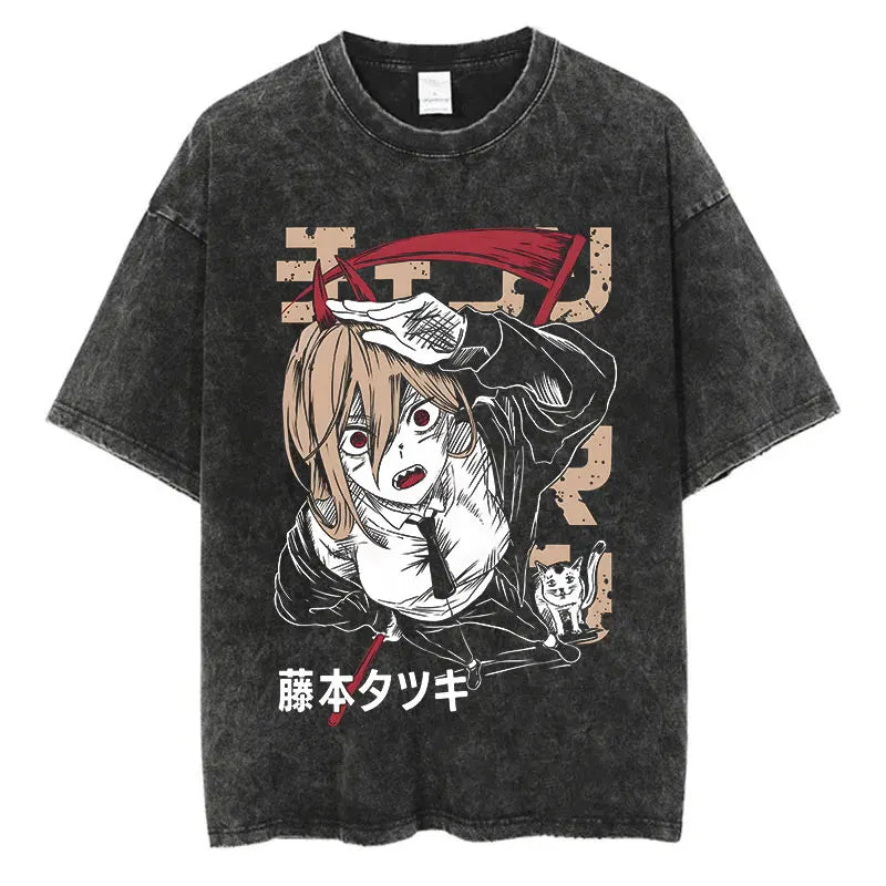 Grunge Anime Chainsaw Man T-Shirts