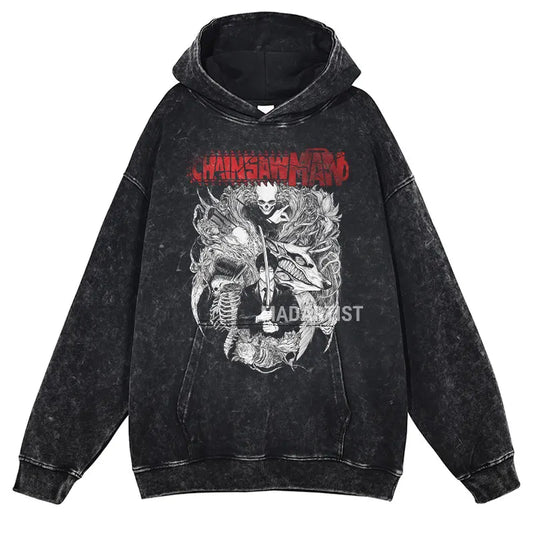 Grunge Anime Chainsaw Man Hoodies