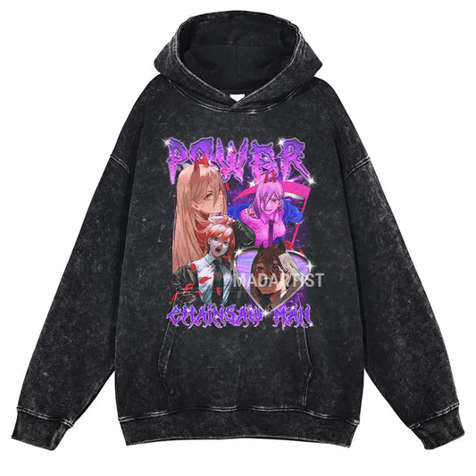 Grunge Anime Chainsaw Man Hoodies