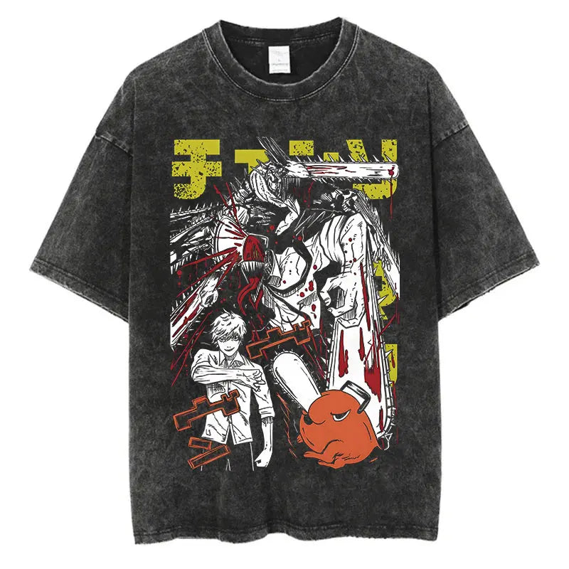 Grunge Anime Chainsaw Man T-Shirts