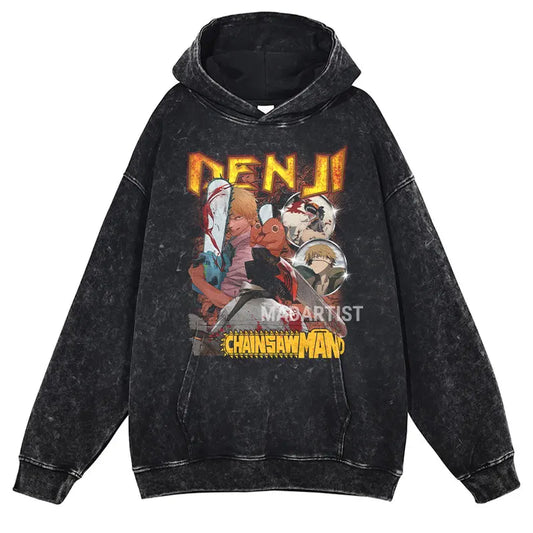 Grunge Anime Chainsaw Man Hoodies