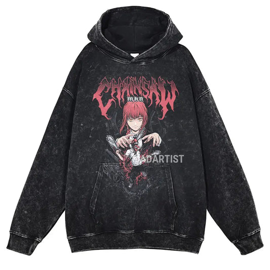 Grunge Anime Chainsaw Man Hoodies